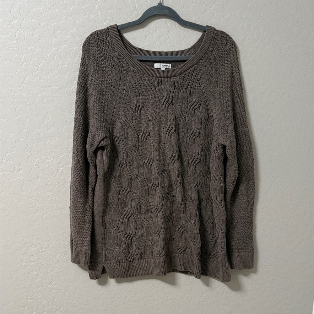 Sonoma  Grey/ lavendar Cable Knit Sweater